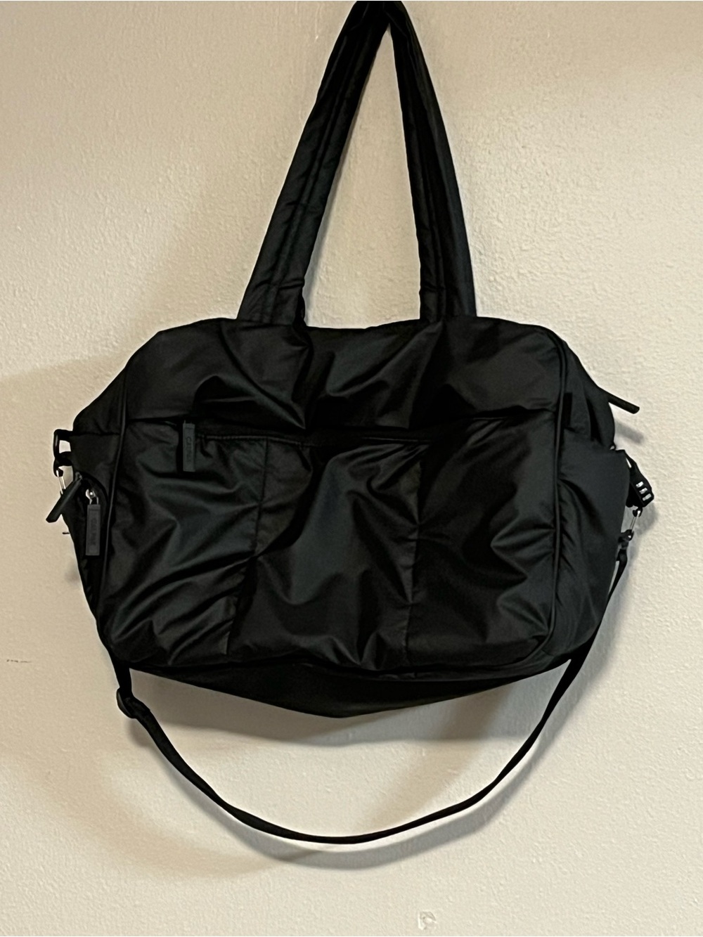 Calpak Black Nylon Travel Tote with Shoulder Strap